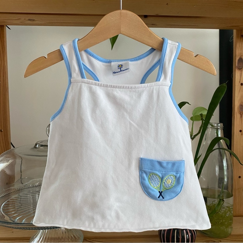Florence Eiseman White Blue Tennis Short Set Outfit 2t - Picture 3 of 15